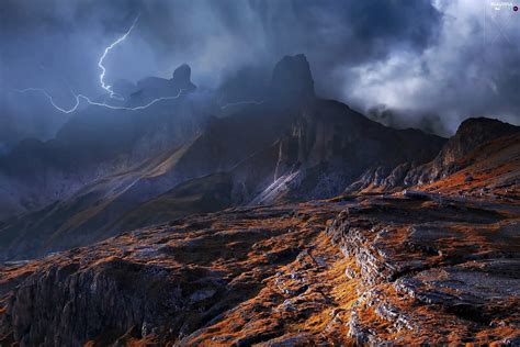Mountains Storm Clouds Dolomites Beautiful Views Wallpapers 2500x1667