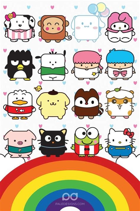 Sanrio Characters Over A Rainbow Kawaii Chibi Kawaii Art Kawaii Anime