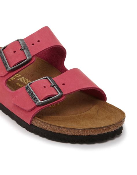 Lyst Birkenstock Arizona Leather Pink Nubuck Flat Sandals In Pink