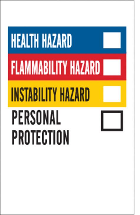 Brady Hmig Label Paper Health Flammability Instability Personal