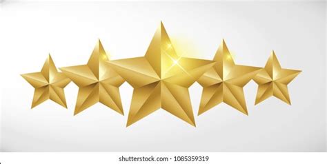Star Rating Realistic Gold Star Set Stock Vector Royalty Free