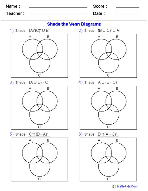 Shading Venn Diagrams 3 Sets