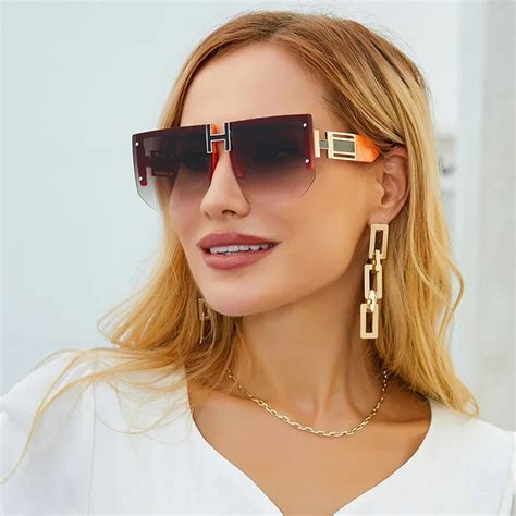 rimless square sunglasses women 2024 luxury brand designer vintage frameless sun glasses for men