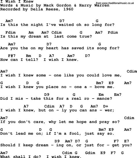 Wish i knew you the revivalists. Song lyrics with guitar chords for I Wish I Knew - Della ...