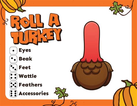 Free Printable Roll A Turkey Game Play Party Plan