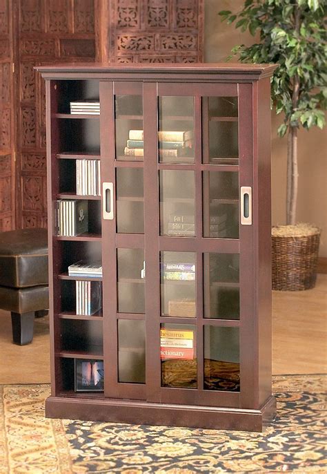 Holly Martin Emerson Sliding Door Media Cabinet | Glass bookcase