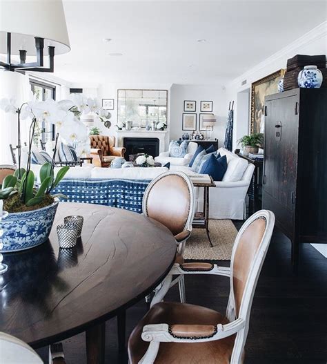Gorgeous layered indigo and white room. | Interior Designer: Lynda