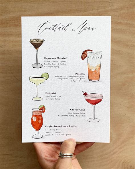 Cocktail Menu Menukaarten Huwelijksuitnodigingen Cocktailrecepten