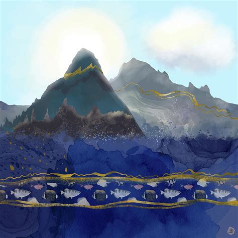 Mountains Meet The Ocean Digital Art By Andreea Dumez Fine Art America