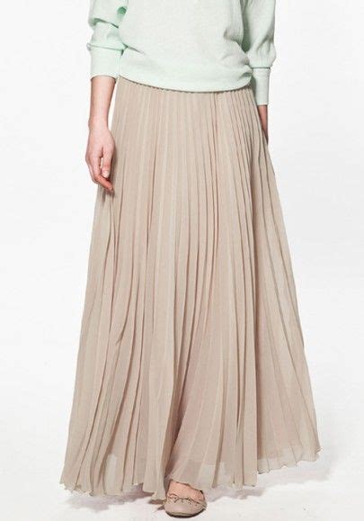 Nude Pleated Ankle Straight Polyester Skirt Chiffon Pleated Maxi Skirt