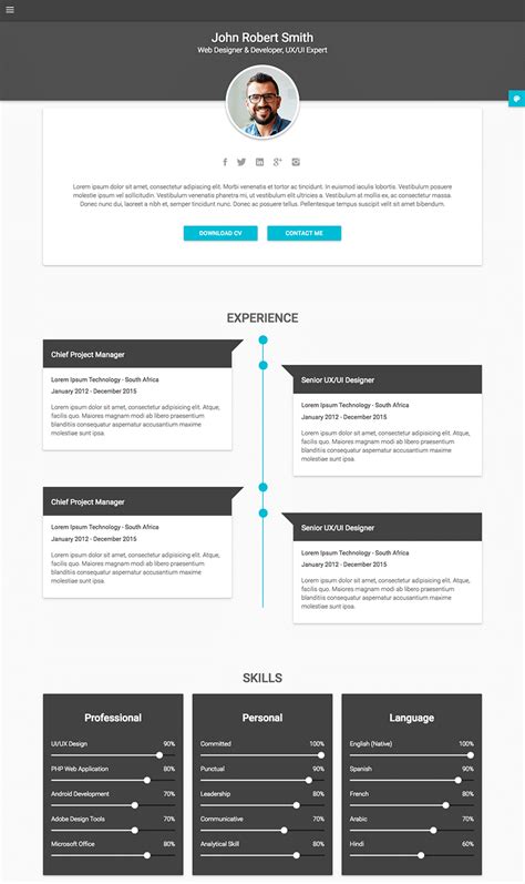18 Best Html Resume Templates For Awesome Personal Websites 2018