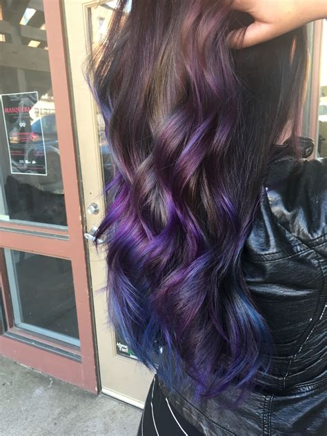 Purple And Blue Balayage Mermaid Hair Color De Cabello Castaño Ideas