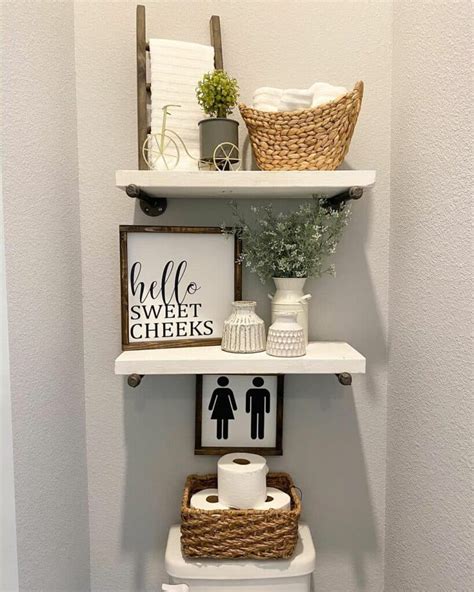 Above Toilet Décor With Styled Shelves Soul And Lane