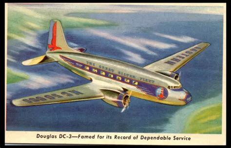 1950s Douglas Dc 3 Aircraft Eastern Airlines Silver Fleet Postcard 6