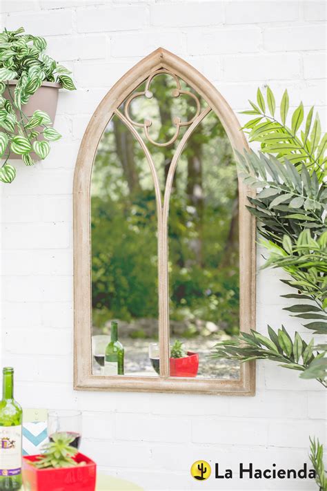 Stone Effect Steel Church Window Wall Mirror £10999 Garden4less Uk