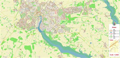 Ipswich Uk Map Vector City Plan High Detailed Street Map Editable Adobe