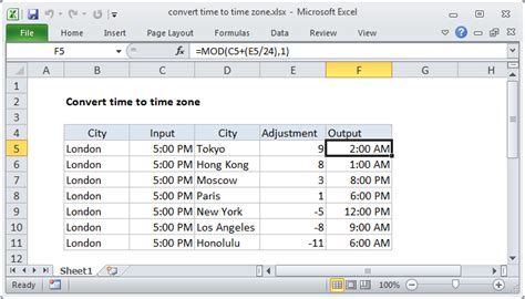 Excel Formula Convert Time To Time Zone Exceljet