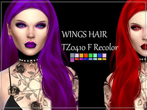 The Sims Resource Wings Tz0410 Hair Recolored Sims 4 Hairs
