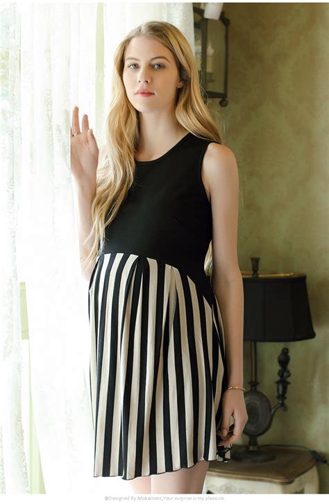 Stripe Cotton Maternity Clothes Dresses For Pregnant Women Pregnancy Clothing Casual Sleeveless