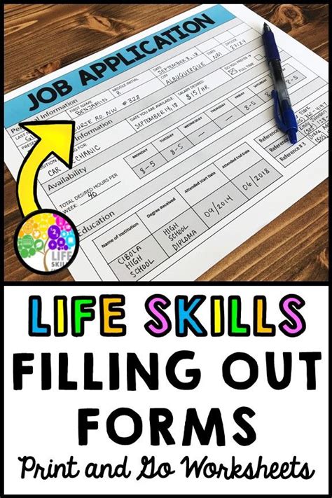 Filling Out Forms Life Skills Reading Writing Special Education