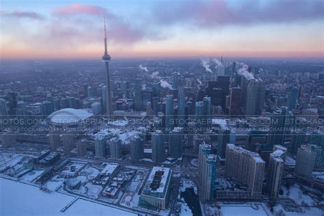 Aerial Photo Toronto Sunset In Winter