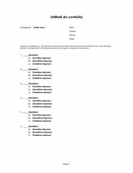 Questionnaire à choix multiple (3 réponses)