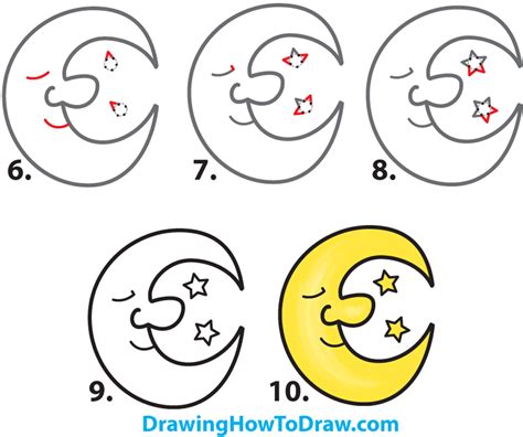 How To Draw A Cartoon Moon And Stars Easy Step By Step Drawing Tutorial