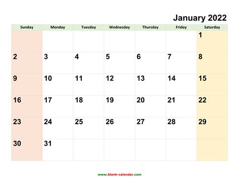 2022 Calendar Printable And Editable Blank Calendar