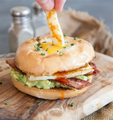 Take your traditional french toast, make a hole in the middle and add an egg. Egg in a Hole Breakfast Bagel | Don't Go Bacon My Heart