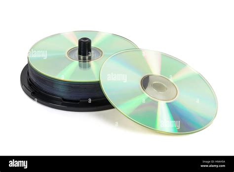 Stack Of New Cds On Spool Isolated On White Background With Clipping