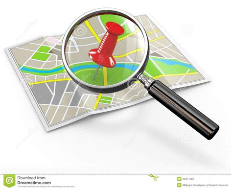 Find Location. Loupe And Thumbtack On Map Stock Illustration ...