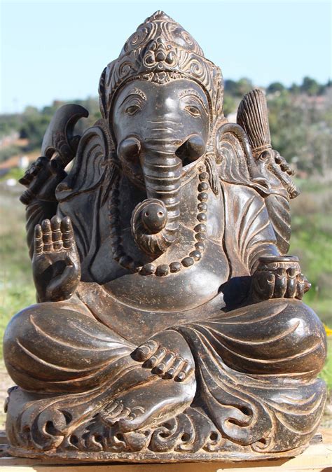 Stone Abhaya Mudra Garden Ganesha Statue 28 96ls248 Hindu Gods