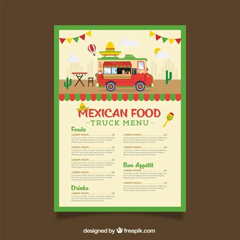 Food Truck Menu Template Wit Mexican Food Vector Free Download