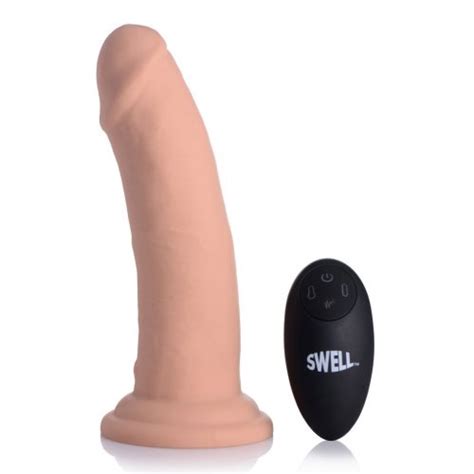 swell 7x inflatable and vibrating 7 5 silicone rechargeable dildo with remote control vanilla