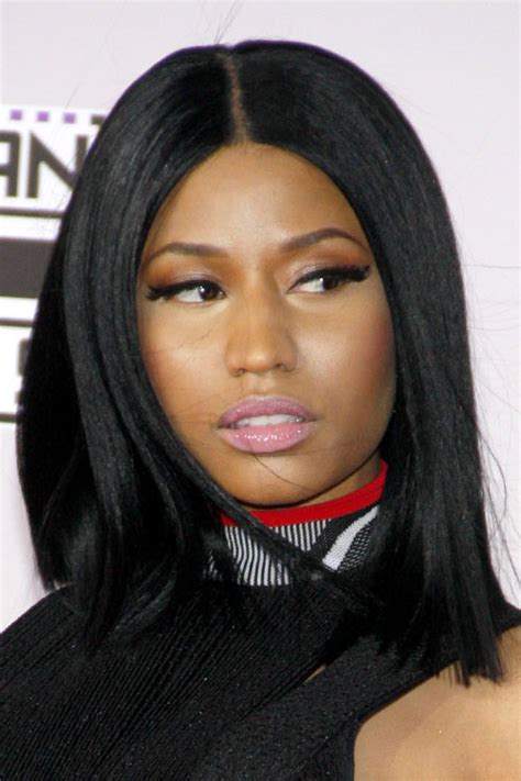 Nicki Minaj Straight Black Flat Ironed Hairstyle Steal Her Style