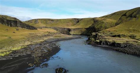 River To Gorgeous Canyon In Iceland During Summer Near Laugavegur Trail