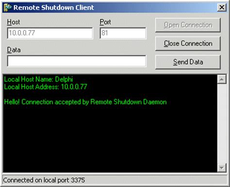 Type shutdown, followed by the option you wish to execute. Remote Shutdown Daemon