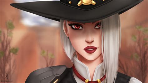 Lipstick Ashe Overwatch Overwatch Hat Woman Warrior White Hair