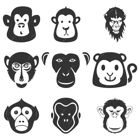 Premium Vector Vector Set Of Monkey And Its Silhouette