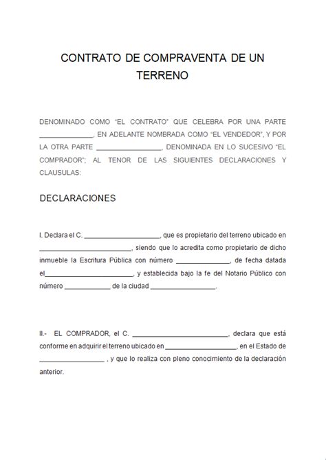 Contrato De Compraventa De Terreno 【 Ejemplos Y Formatos 】word Pdf