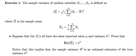 Solved The Sample Variance Of Random Variables X1 Xn
