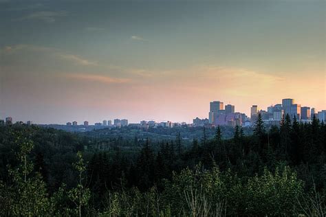 Hd Wallpaper Edmonton Canada City Skyline Sunset Trees Nature