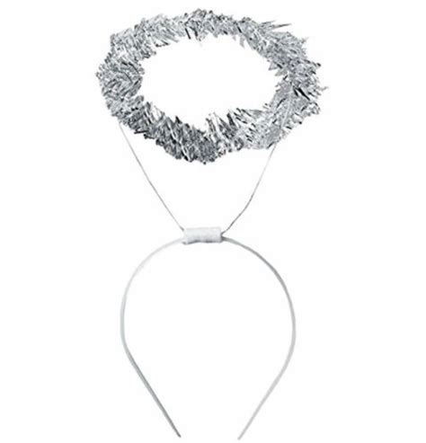 Angel Halo Headband Adult Or Child Unisex Silver Tinsel Halo On A