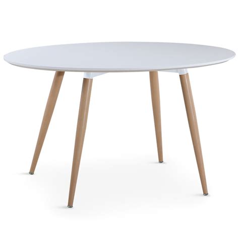Table salle à manger scandinave Blanche ronde pas cher - Scandinave Deco