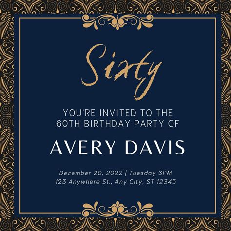 Peach And Blue 60th Birthday Invitation Templates By - vrogue.co