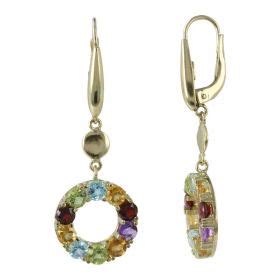 14kt Yellow Gold Earrings With Natural Stones Gioiello Italiano
