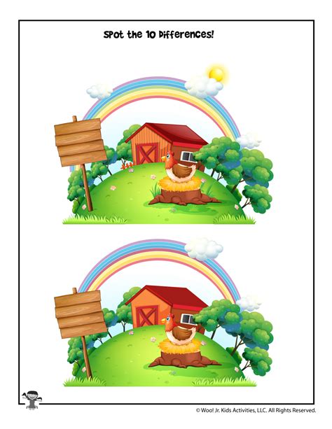Farm Activity Page Spot The Difference Woo Jr Kids