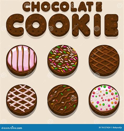 Cartoon Chocolate Cookie Biskvit Vector Food Letters Stock Vector
