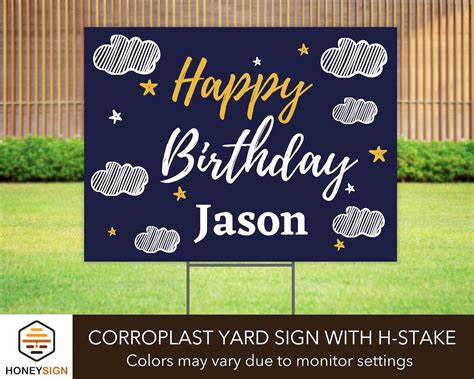 Happy Birthday Yard Sign With Metal H Stake Personalized Outdoor
