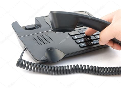 Man Dialing A Telephone With Clipping Path — Stock Photo © Freerlaw